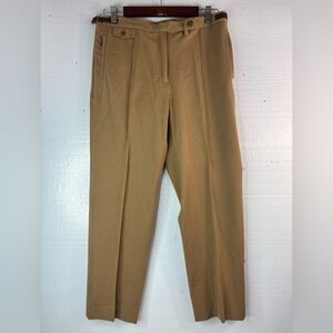 Ralph Lauren 12P 31x27 Cotton Twill Ponte Tan Trousers w Leather Accents Pants